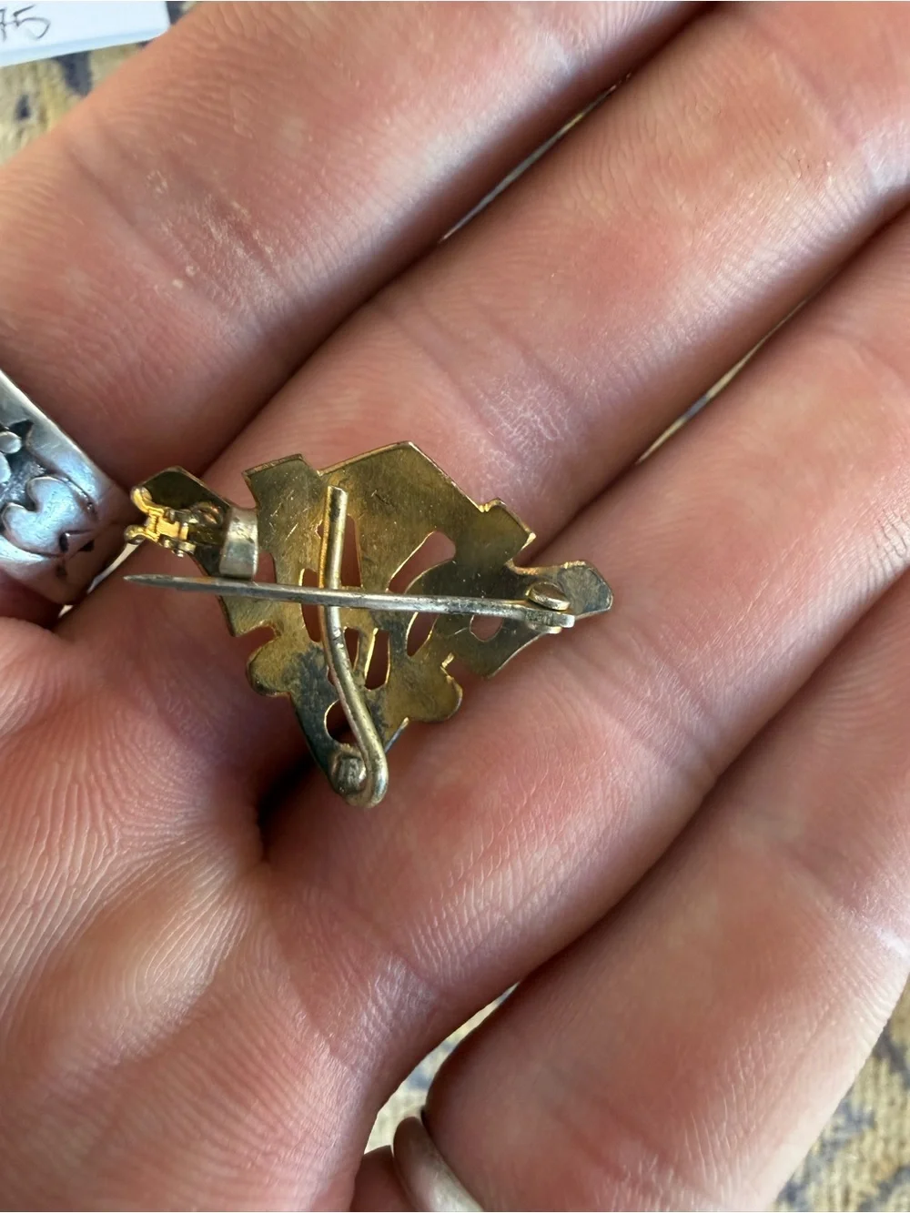 Antique Victorian Gold-Tone Watch Holder Brooch
